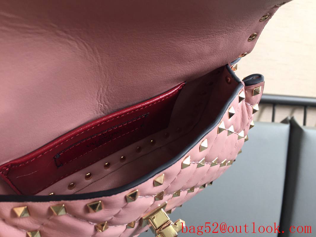 Valentino Rockstud Spike Small Shoulder Bag with Chain Pink