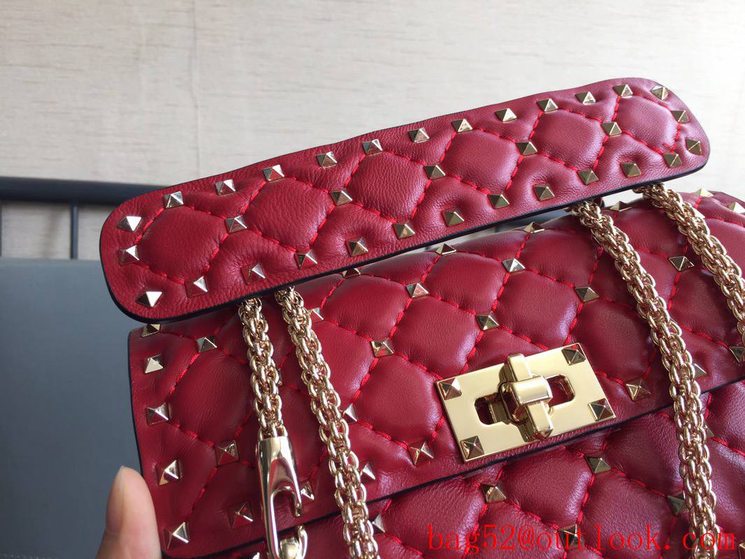 Valentino Rockstud Spike Small Shoulder Bag with Chain Red