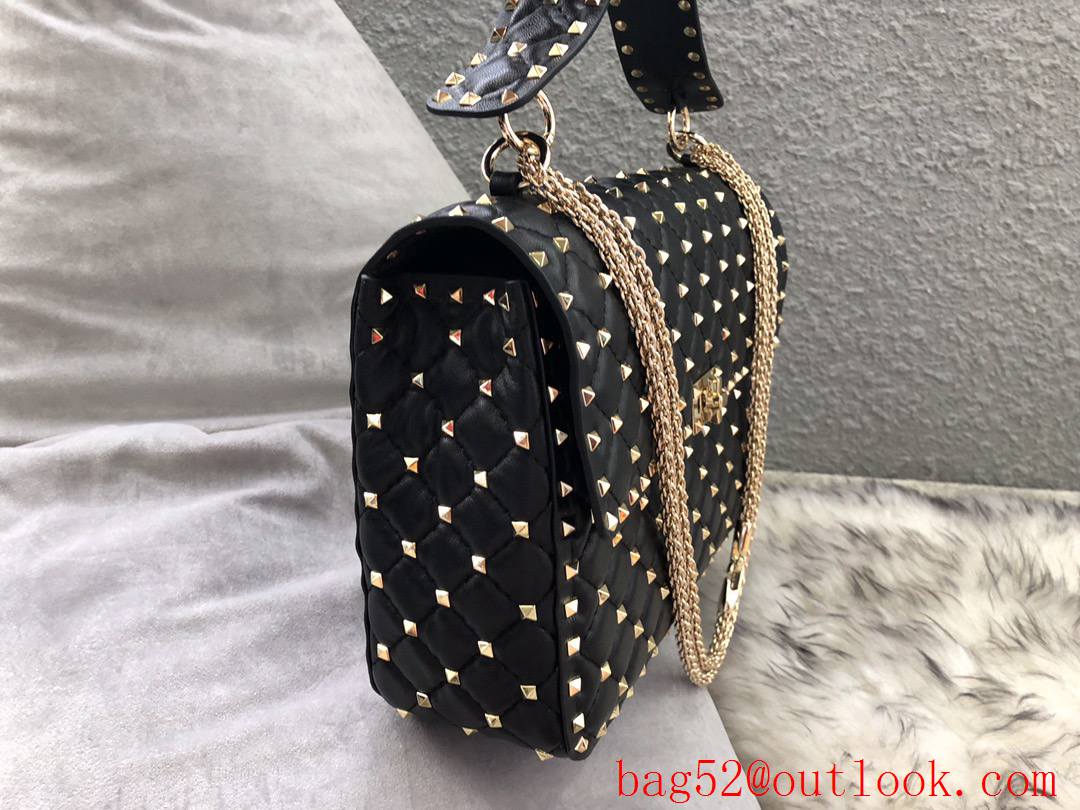 Valentino Rockstud Spike Large Shoulder Bag with Chain Black