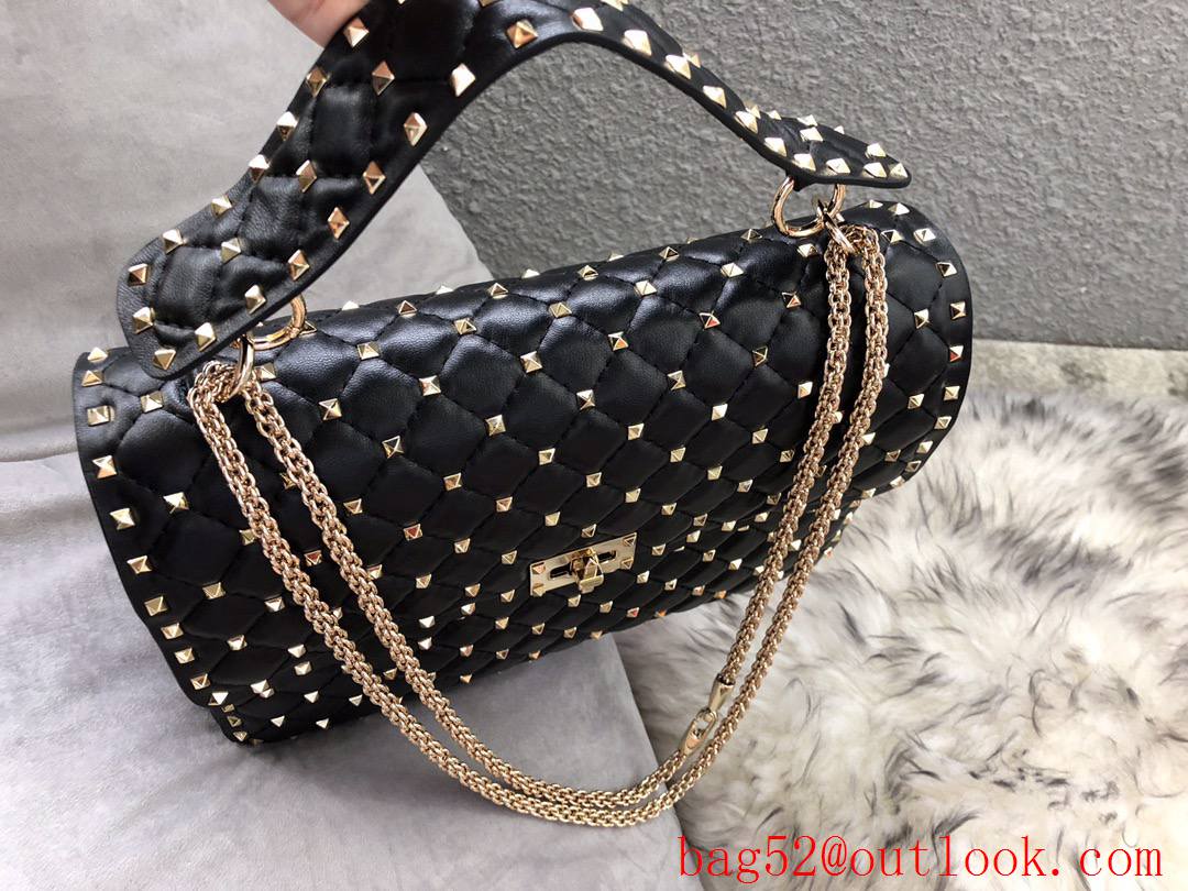 Valentino Rockstud Spike Large Shoulder Bag with Chain Black