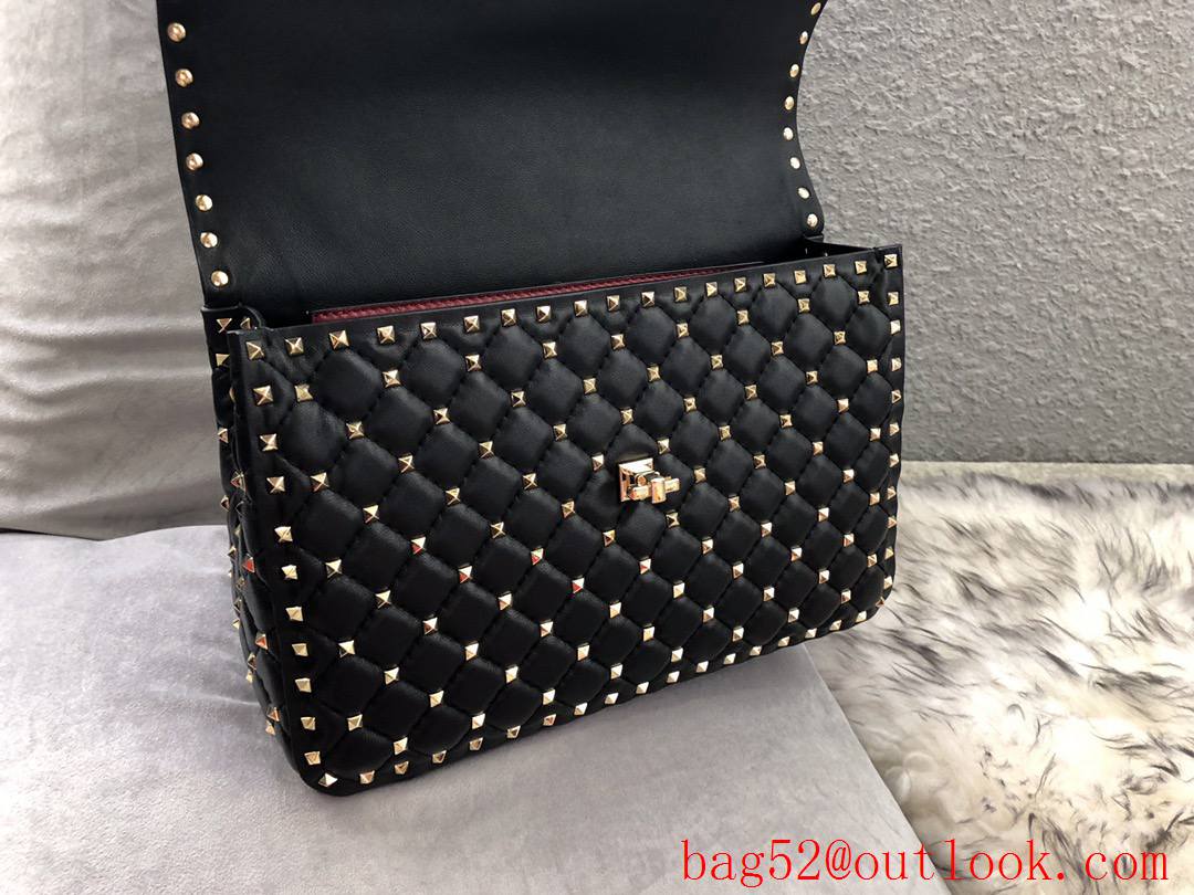 Valentino Rockstud Spike Large Shoulder Bag with Chain Black