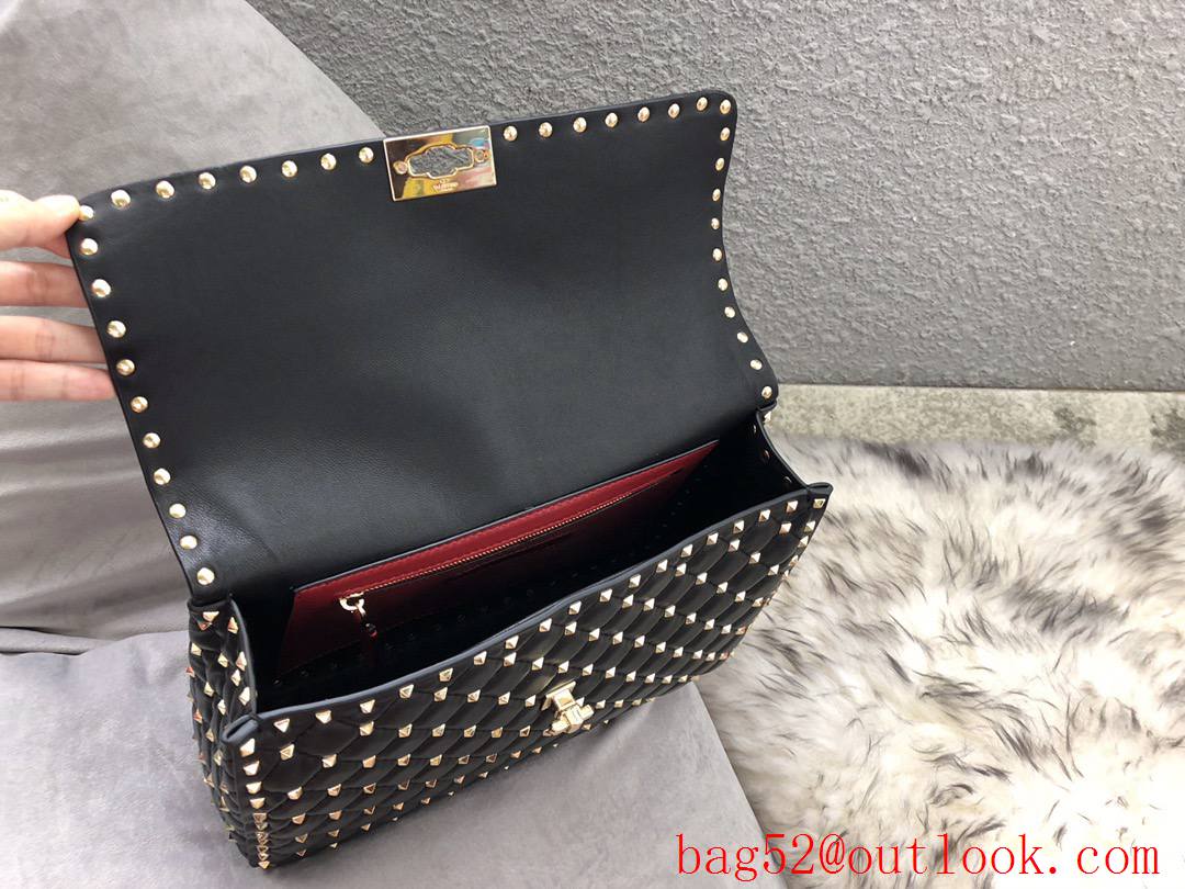 Valentino Rockstud Spike Large Shoulder Bag with Chain Black