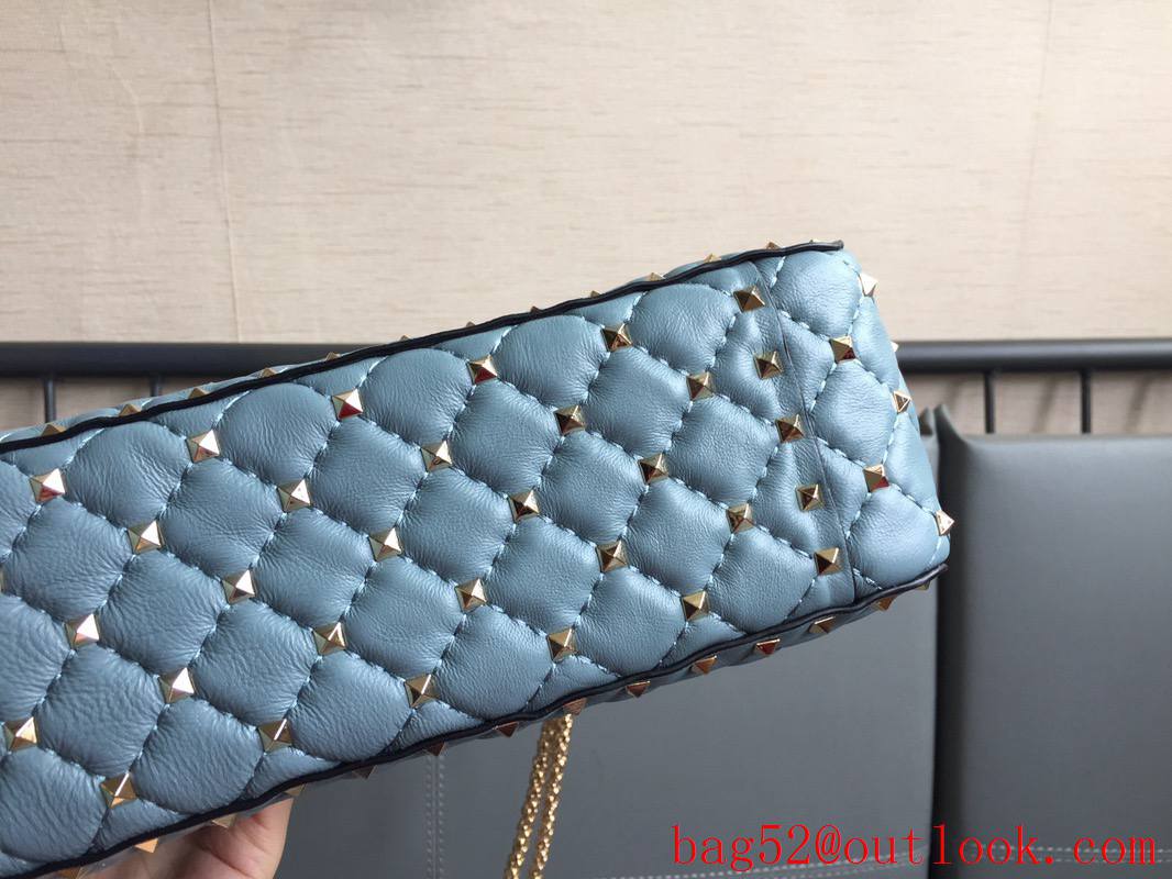 Valentino Rockstud Spike Large Shoulder Bag with Chain Blue