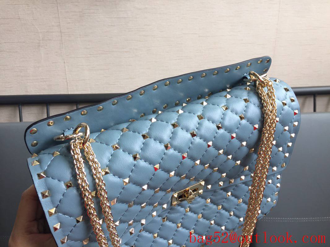 Valentino Rockstud Spike Large Shoulder Bag with Chain Blue