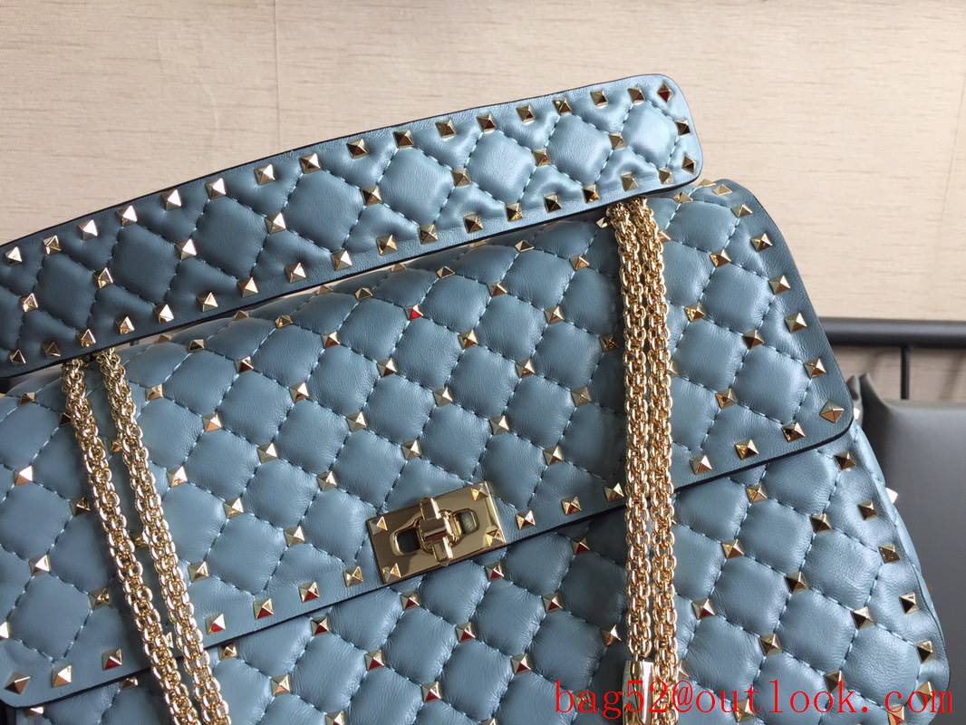 Valentino Rockstud Spike Large Shoulder Bag with Chain Blue