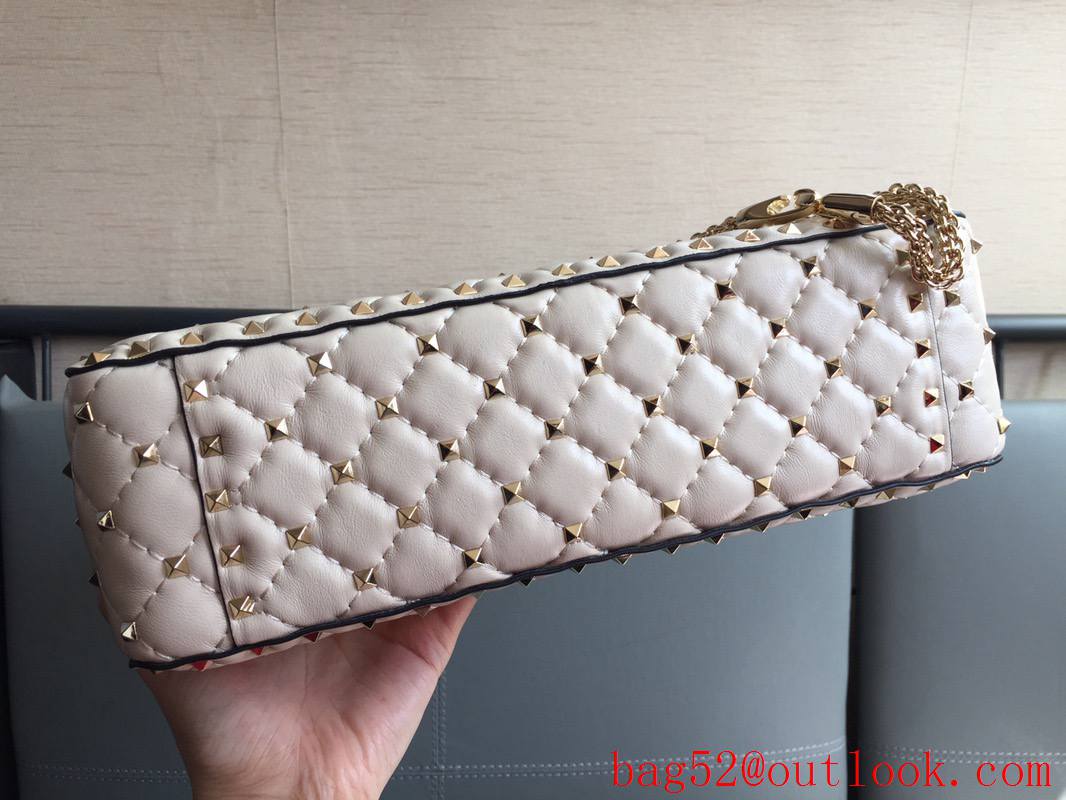 Valentino Rockstud Spike Large Shoulder Bag with Chain Cream