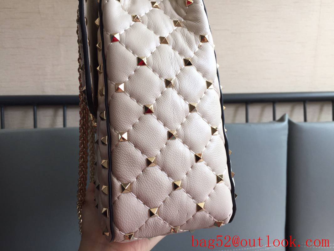 Valentino Rockstud Spike Large Shoulder Bag with Chain Cream