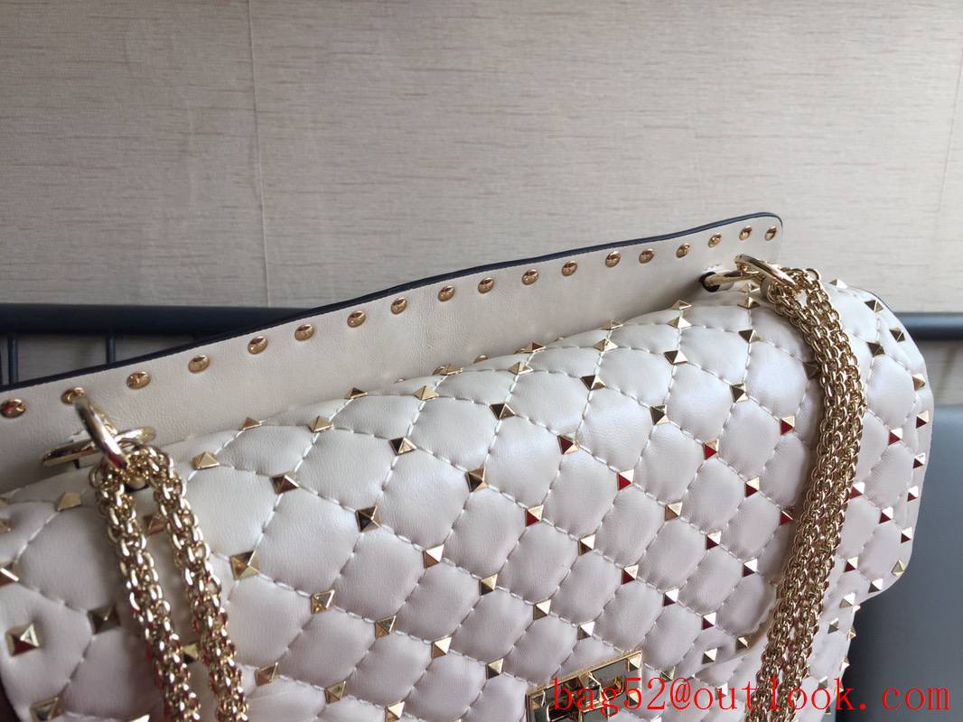 Valentino Rockstud Spike Large Shoulder Bag with Chain Cream