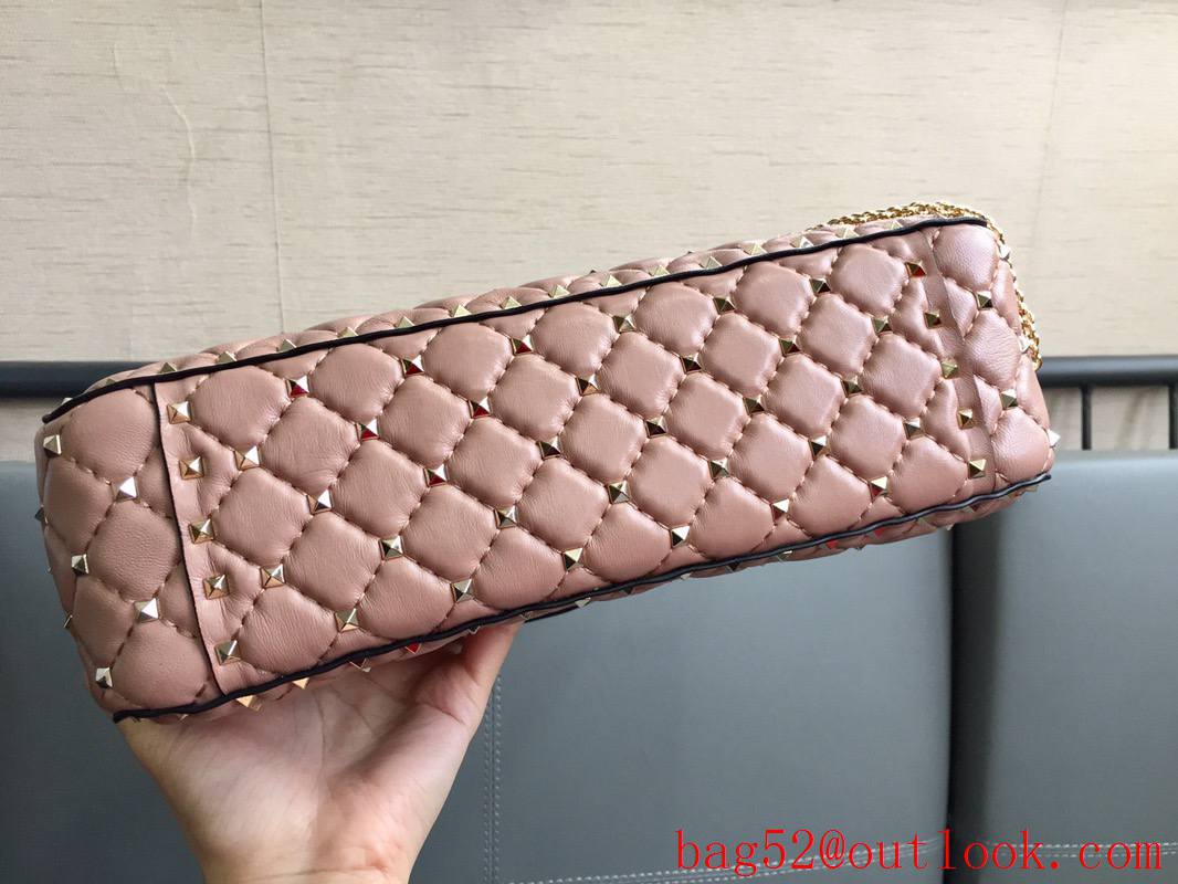 Valentino Rockstud Spike Large Shoulder Bag with Chain Pink