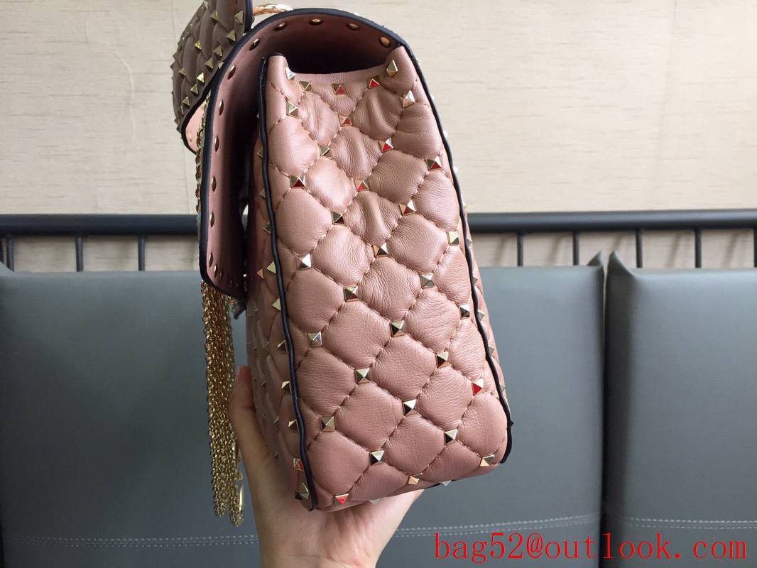 Valentino Rockstud Spike Large Shoulder Bag with Chain Pink