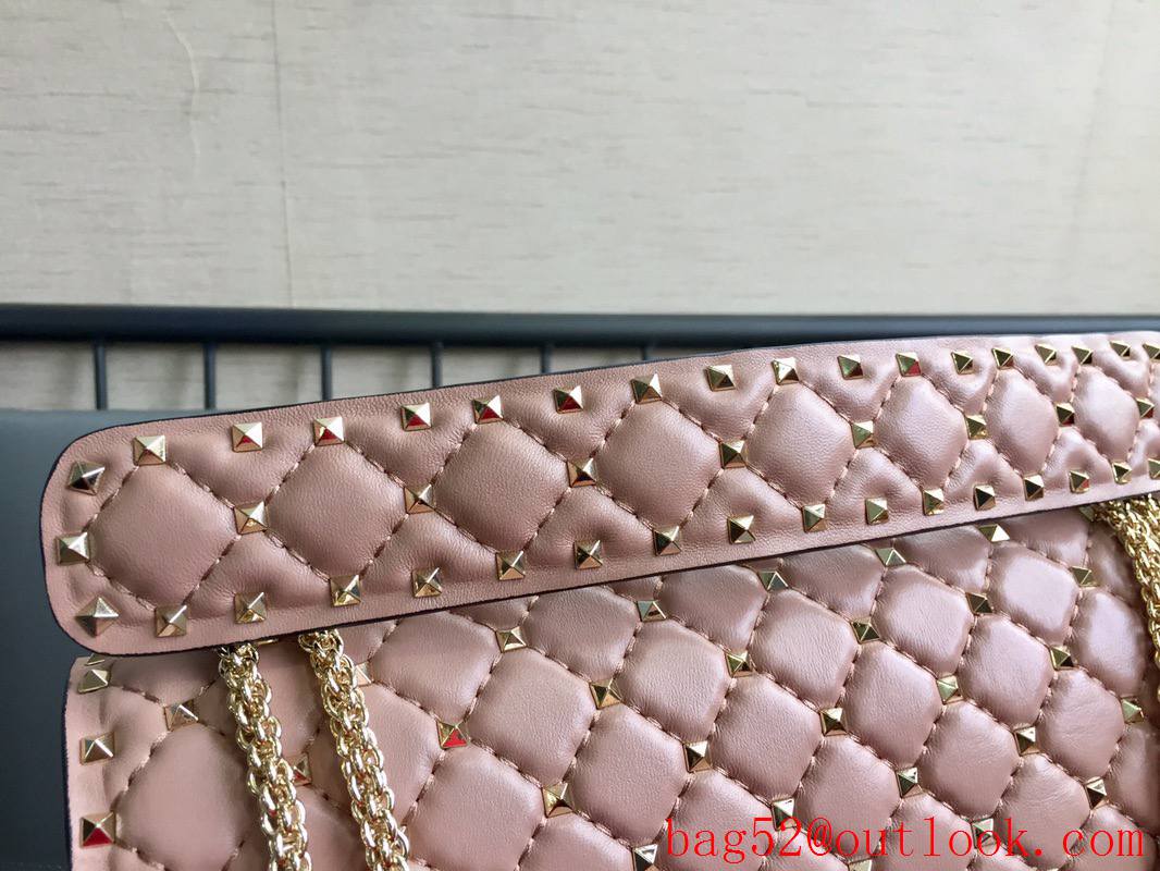 Valentino Rockstud Spike Large Shoulder Bag with Chain Pink