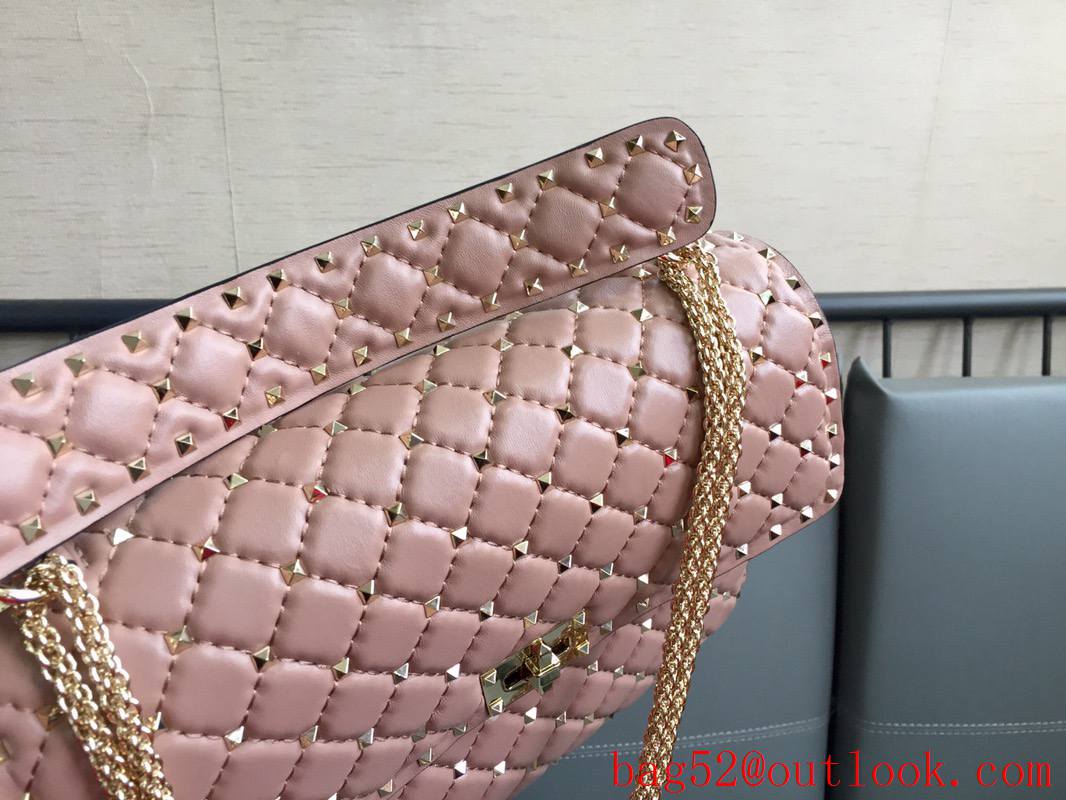 Valentino Rockstud Spike Large Shoulder Bag with Chain Pink