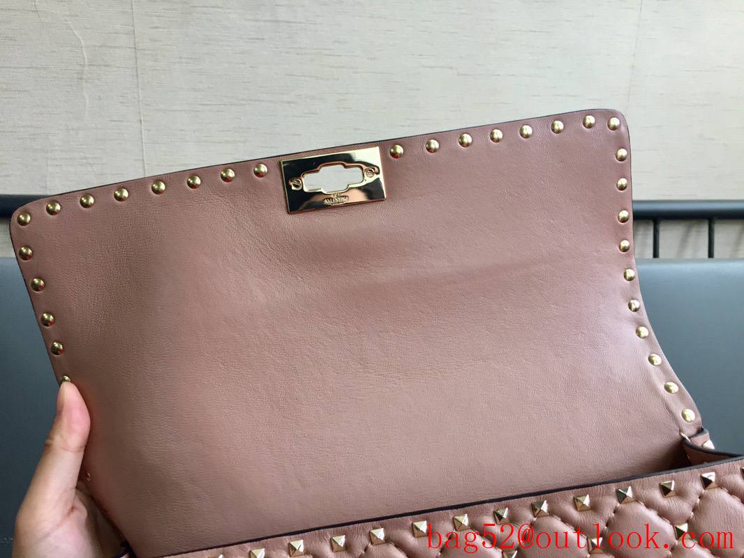 Valentino Rockstud Spike Large Shoulder Bag with Chain Pink