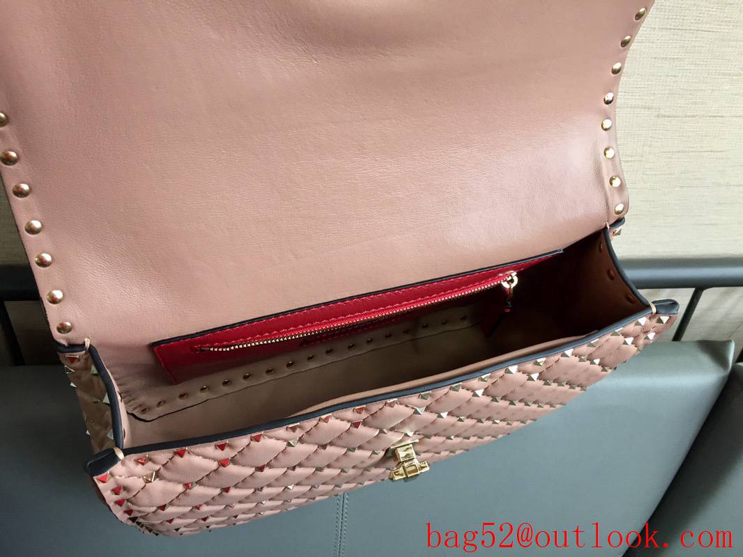 Valentino Rockstud Spike Large Shoulder Bag with Chain Pink