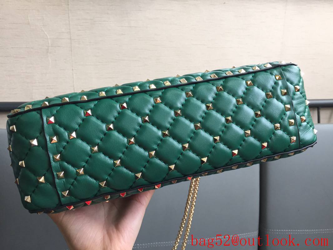 Valentino Rockstud Spike Large Shoulder Bag with Chain Green