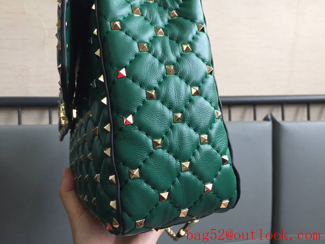 Valentino Rockstud Spike Large Shoulder Bag with Chain Green