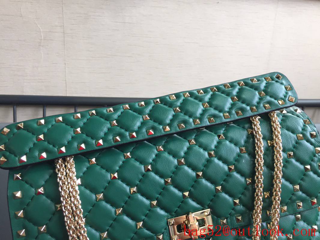 Valentino Rockstud Spike Large Shoulder Bag with Chain Green