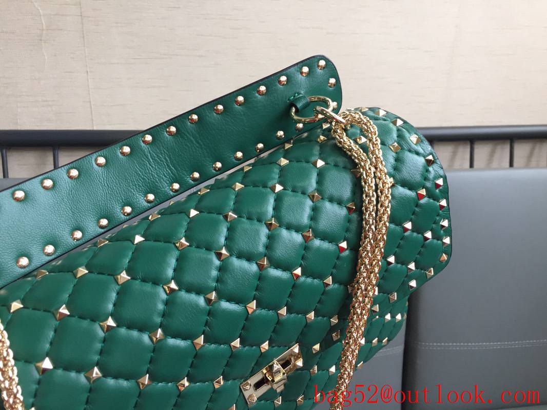 Valentino Rockstud Spike Large Shoulder Bag with Chain Green