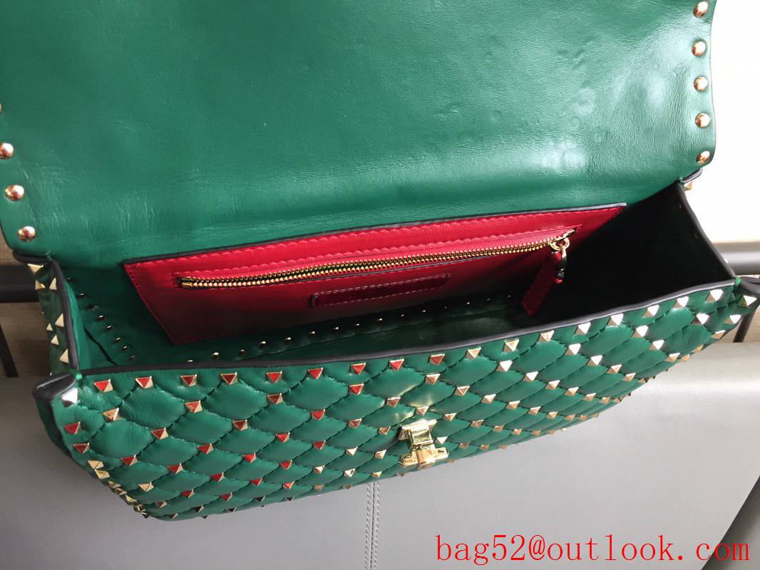 Valentino Rockstud Spike Large Shoulder Bag with Chain Green