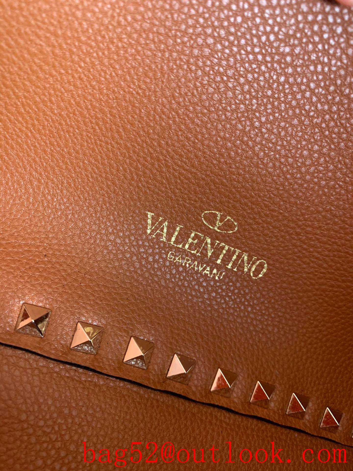 Valentino Rockstud Shopping Bag Tote Handbag Black with Tan