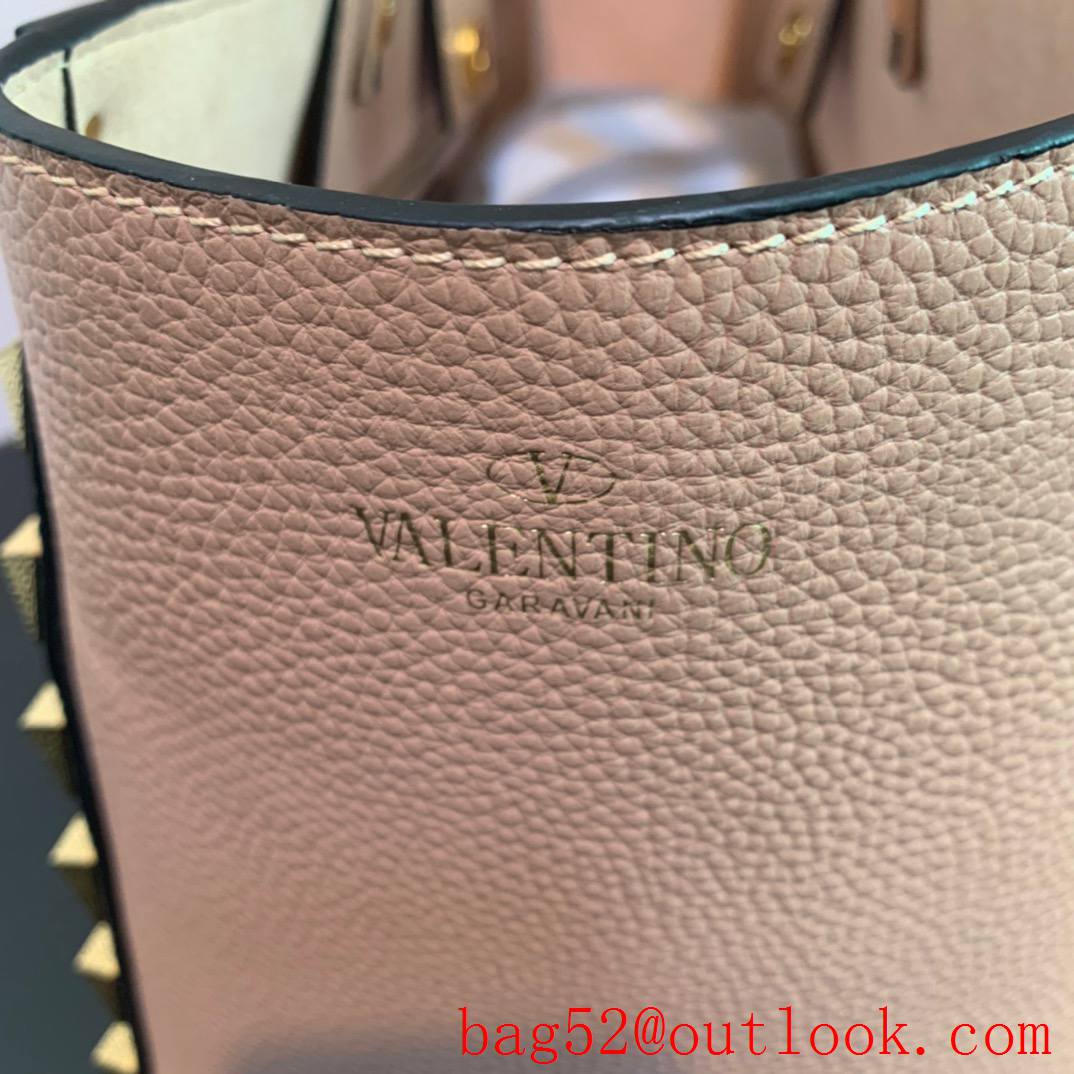 Valentino Rockstud Large Calfskin Shopping Bag Tote Handbag Apricot