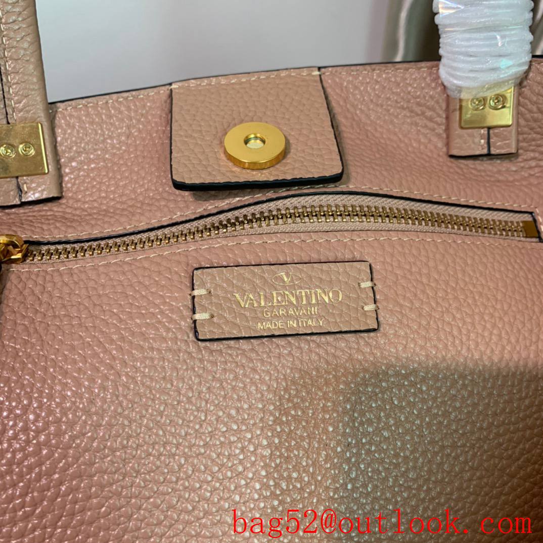 Valentino Rockstud Large Calfskin Shopping Bag Tote Handbag Apricot
