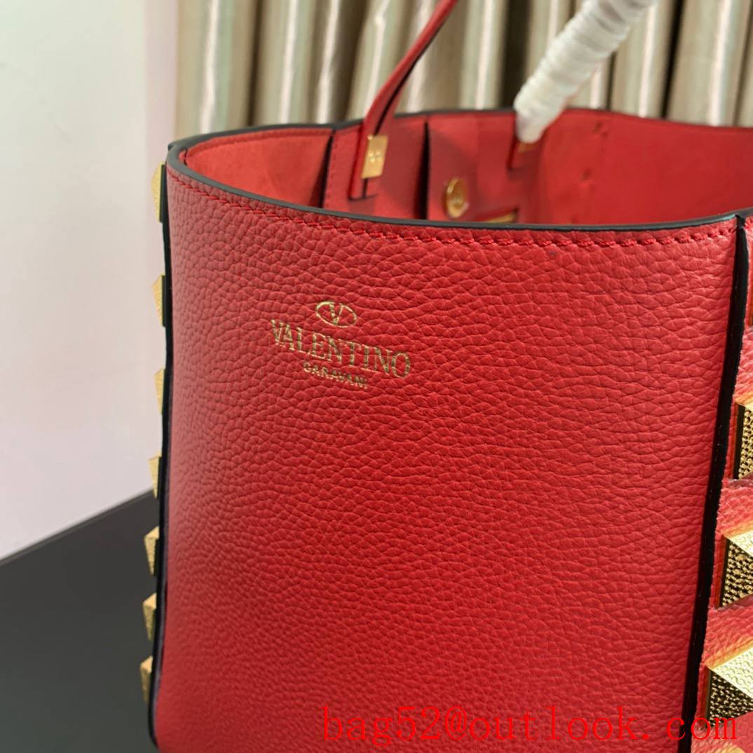 Valentino Rockstud Large Calfskin Shopping Bag Tote Handbag Red