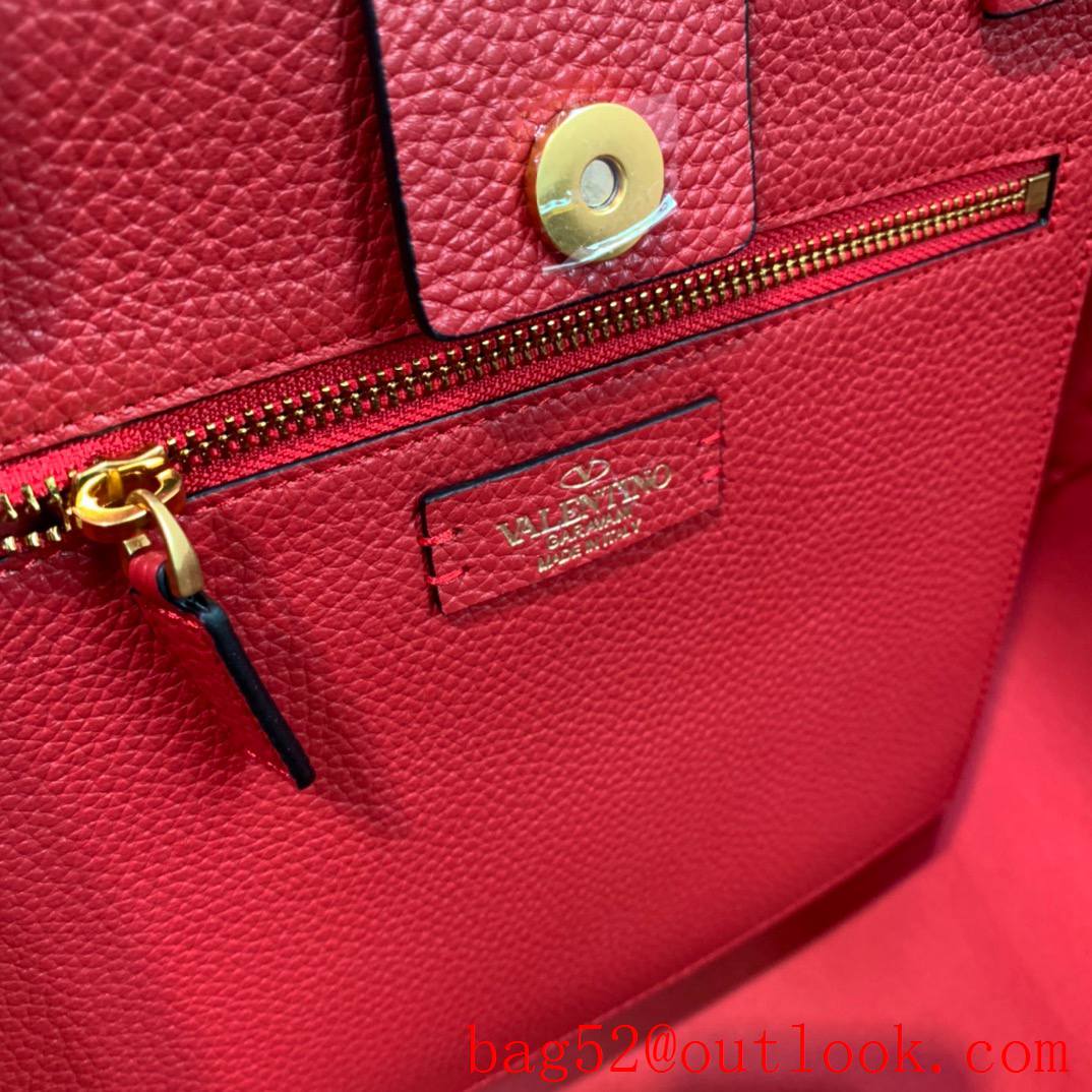 Valentino Rockstud Large Calfskin Shopping Bag Tote Handbag Red