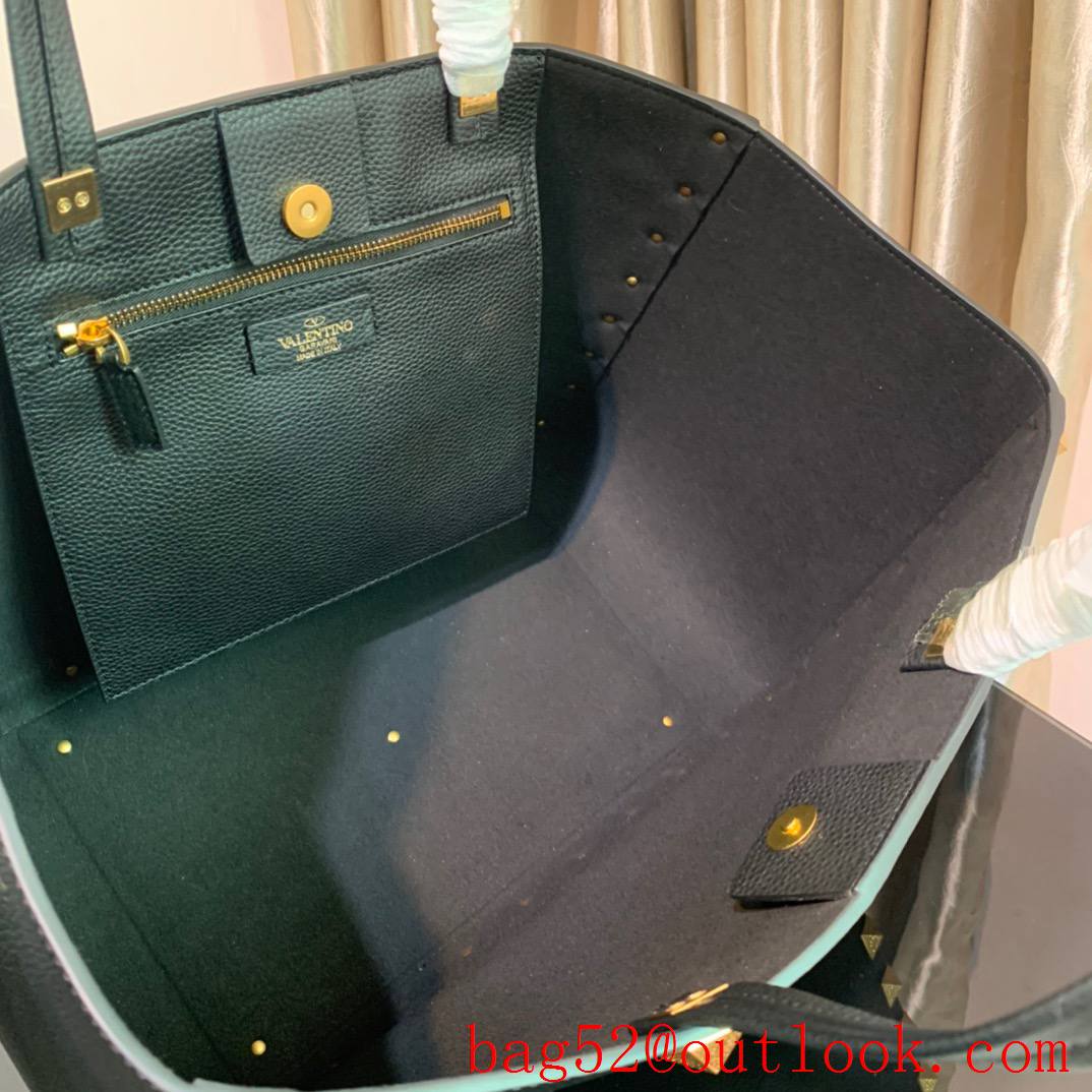 Valentino Rockstud Large Calfskin Shopping Bag Tote Handbag Black