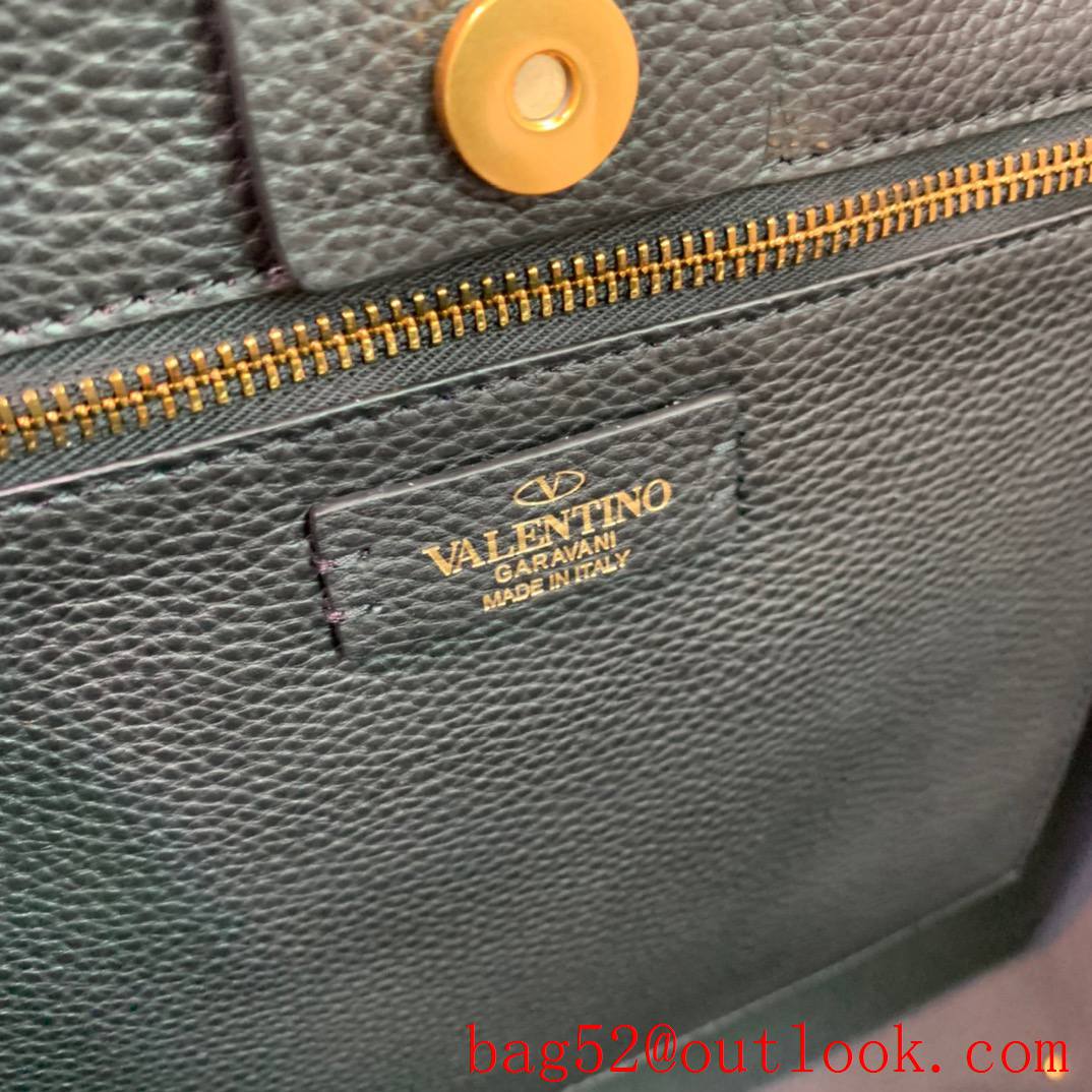 Valentino Rockstud Large Calfskin Shopping Bag Tote Handbag Black