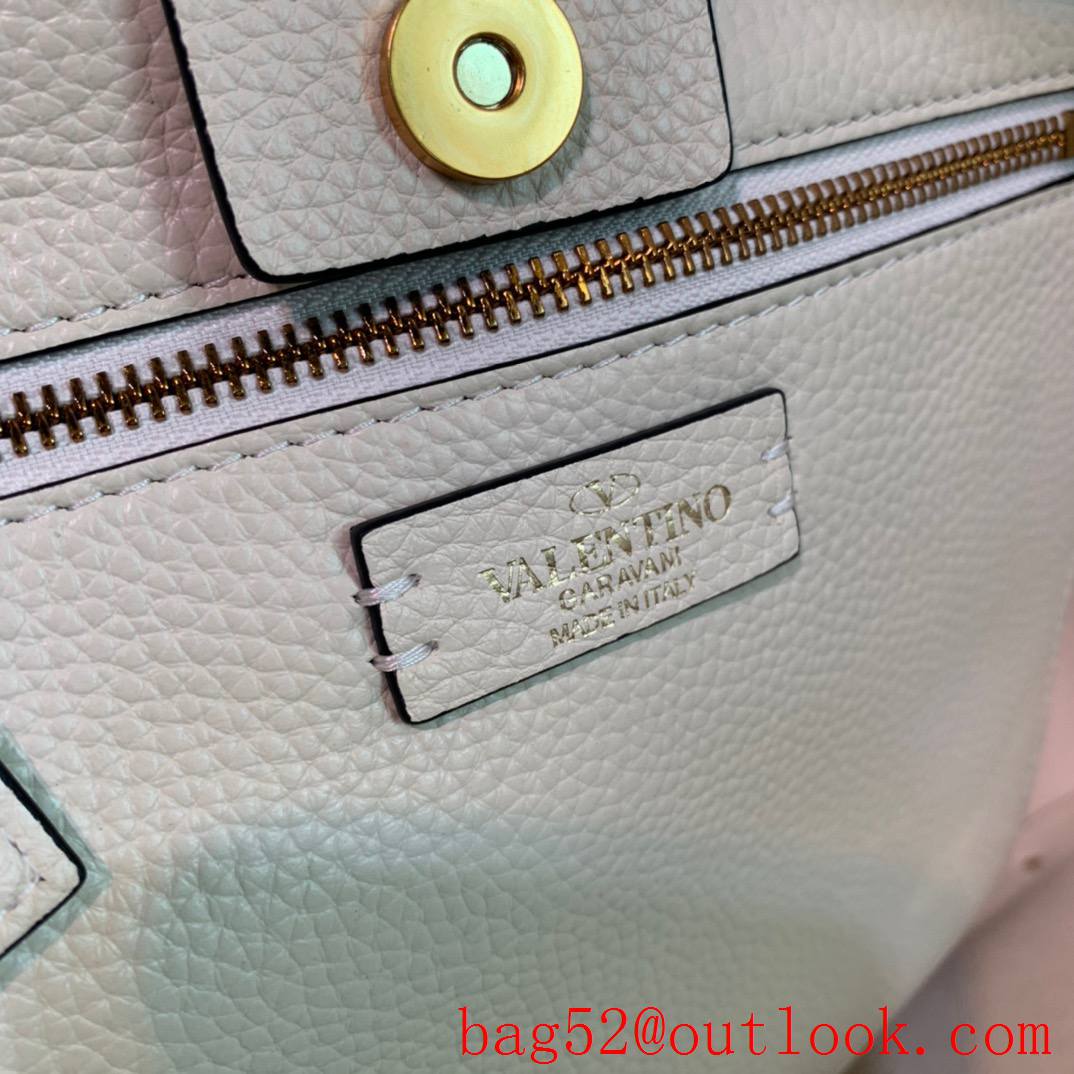 Valentino Rockstud Large Calfskin Shopping Bag Tote Handbag Cream