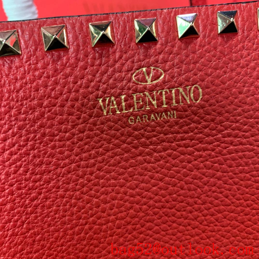 Valentino Rockstud Calfskin Large Shopping Bag Red Tote Handbag 