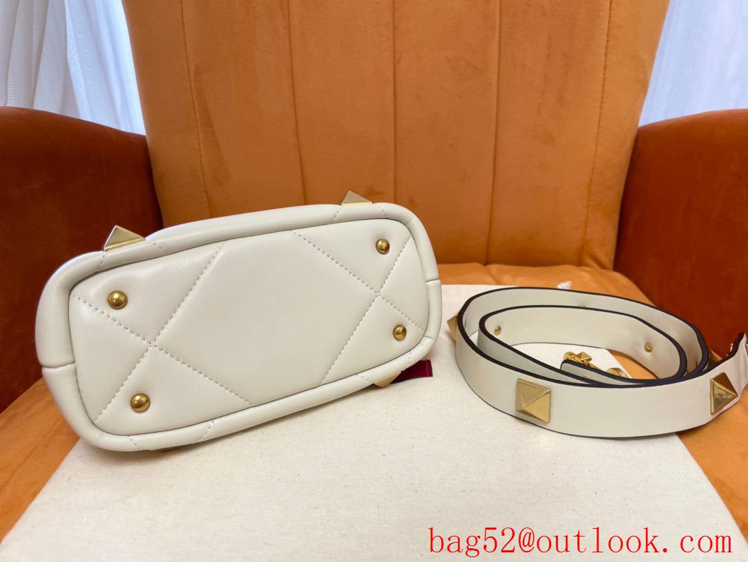 Valentino Mini Roman Stud The Handle Bag In Nappa White 520