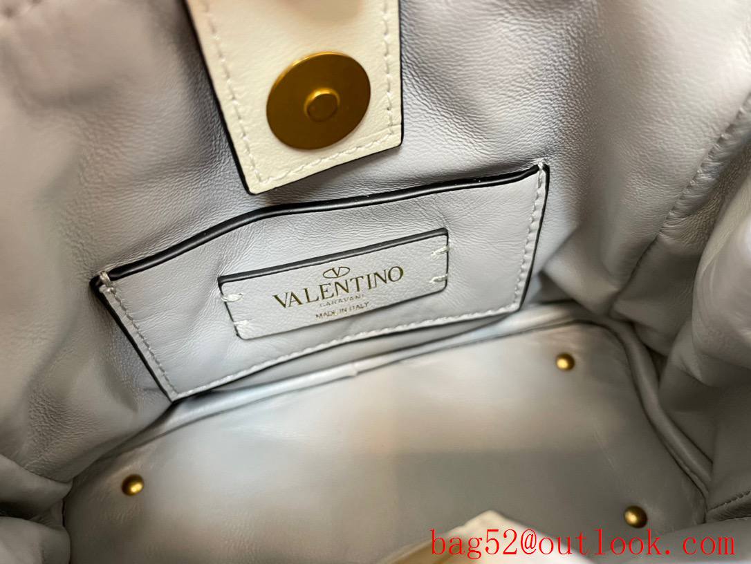 Valentino Mini Roman Stud The Handle Bag In Nappa White 520