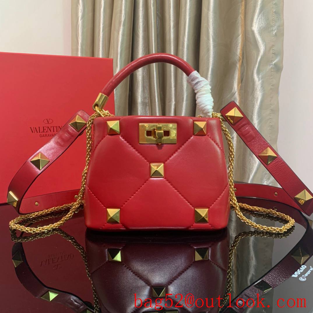 Valentino Mini Roman Stud The Handle Bag In Nappa Red 520