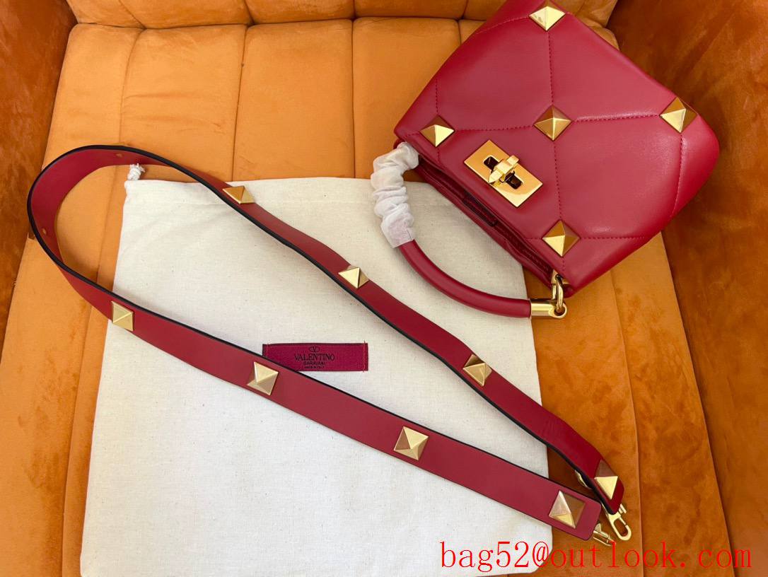 Valentino Mini Roman Stud The Handle Bag In Nappa Red 520