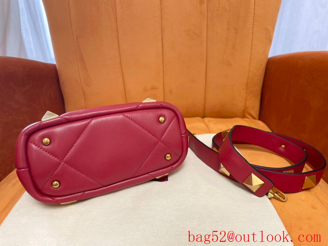 Valentino Mini Roman Stud The Handle Bag In Nappa Red 520