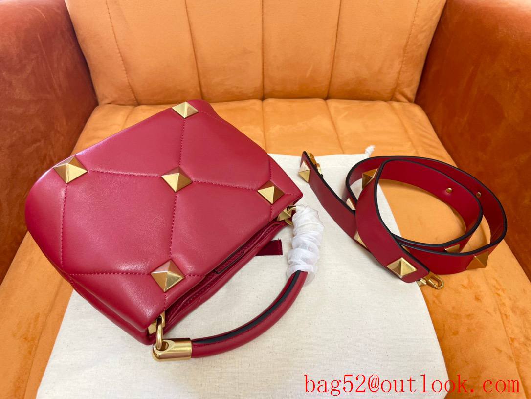 Valentino Mini Roman Stud The Handle Bag In Nappa Red 520