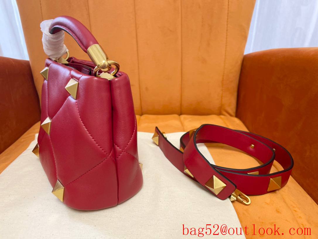 Valentino Mini Roman Stud The Handle Bag In Nappa Red 520