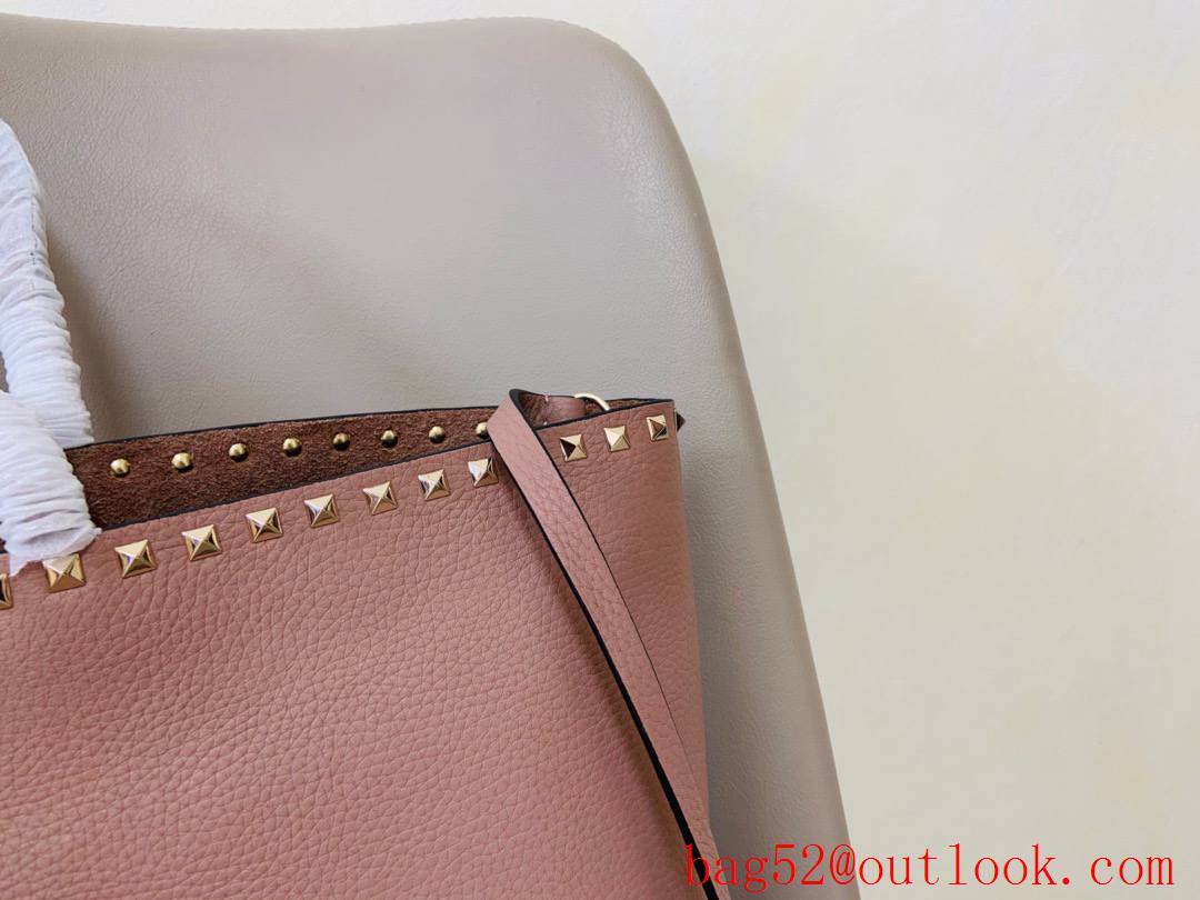 Valentino Garavani Rockstud Calfskin Shopping Bag Tote Handbag Pink