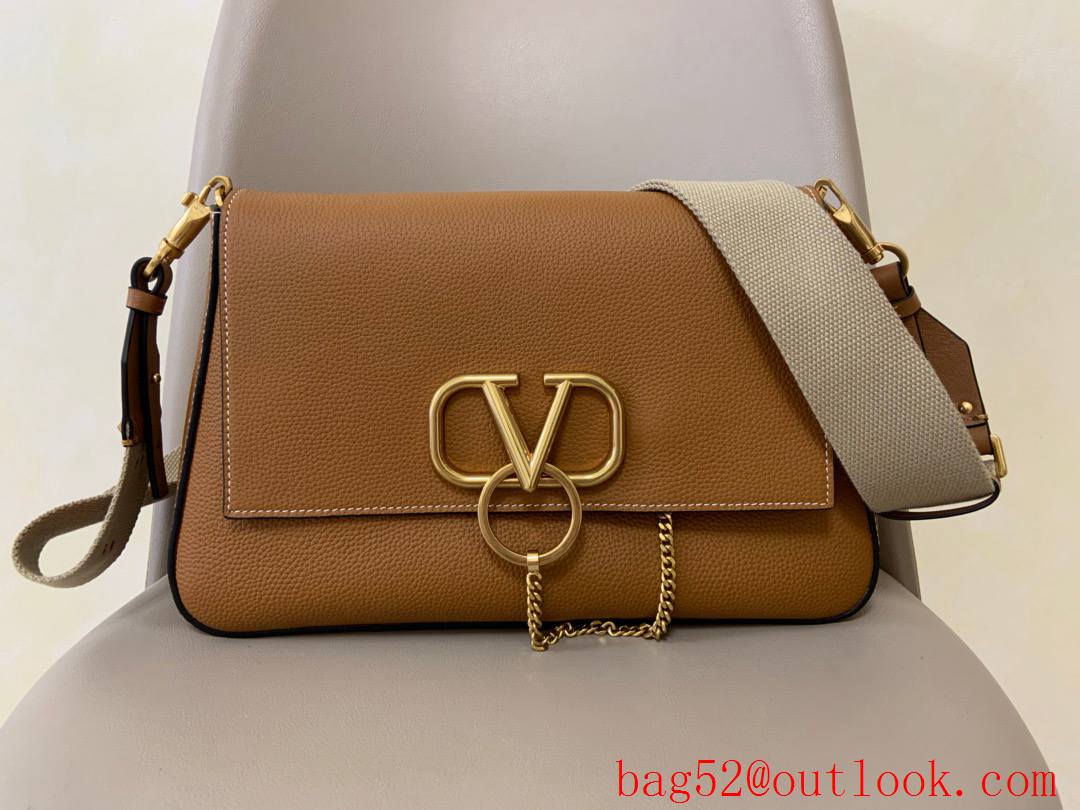 Valentino Garavani VRING Handbag Grainy Calfskin Shoulder Bag Brown