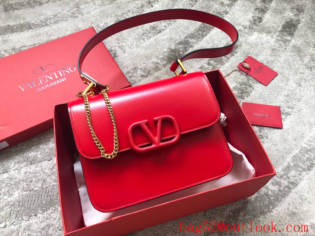 Valentino VSLING Calfskin Shoulder Bag Handbag Red