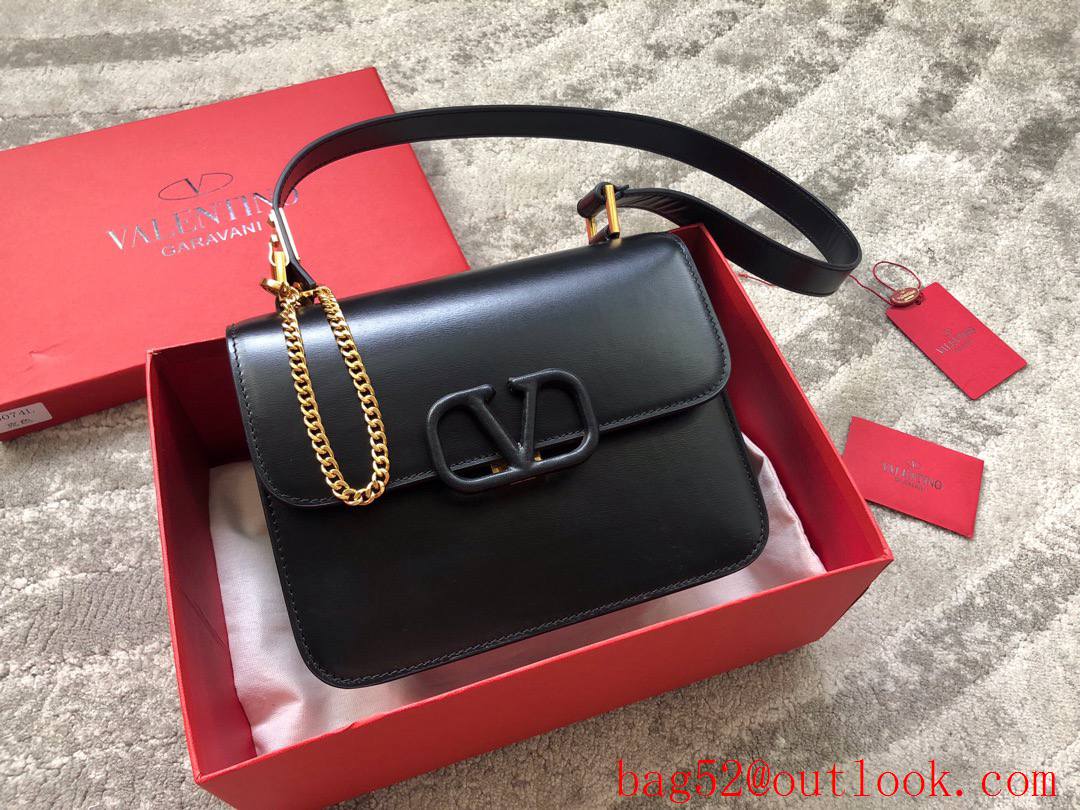 Valentino VSLING Calfskin Shoulder Bag Handbag Black