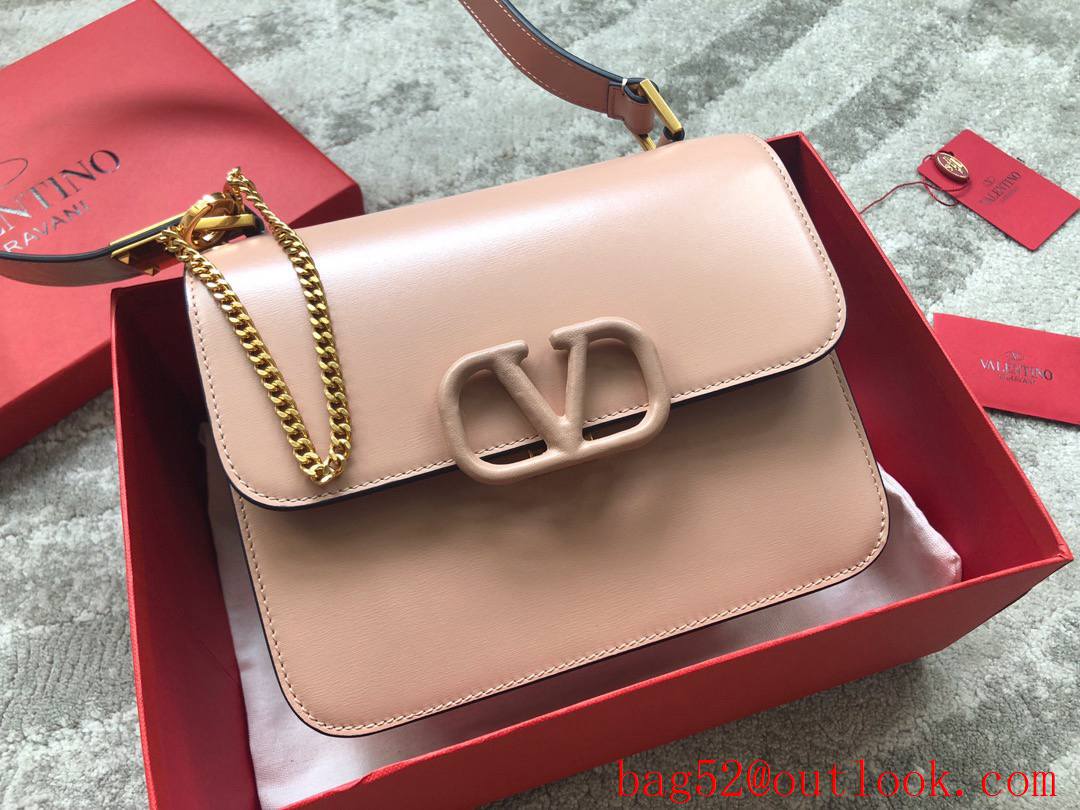 Valentino VSLING Calfskin Shoulder Bag Handbag Apricot