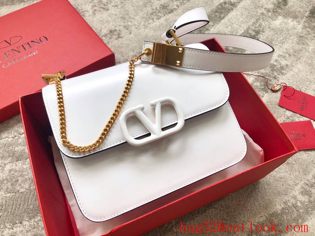 Valentino VSLING Calfskin Shoulder Bag Handbag White