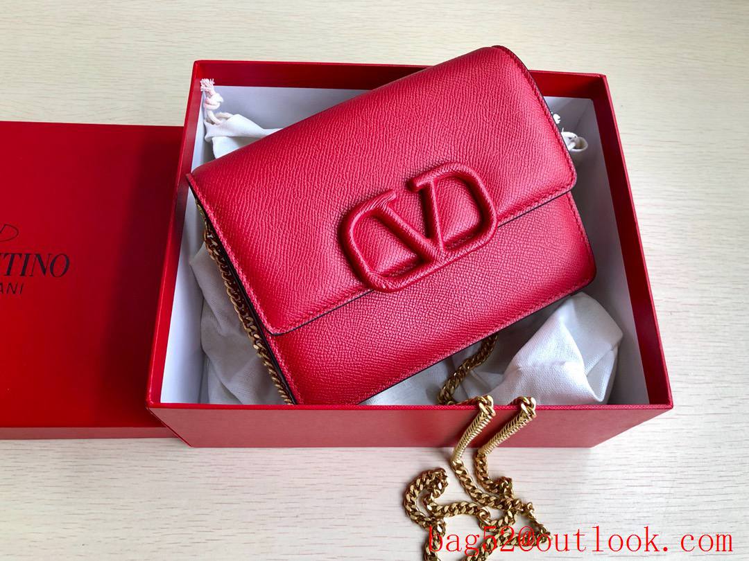 Valentino Small VSLING Calfskin Shoulder Bag Chain Handbag Red