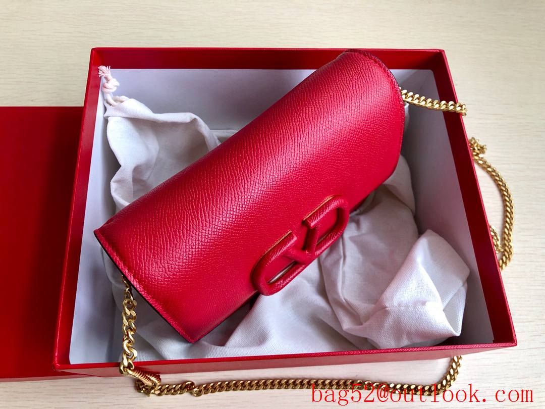 Valentino Small VSLING Calfskin Shoulder Bag Chain Handbag Red