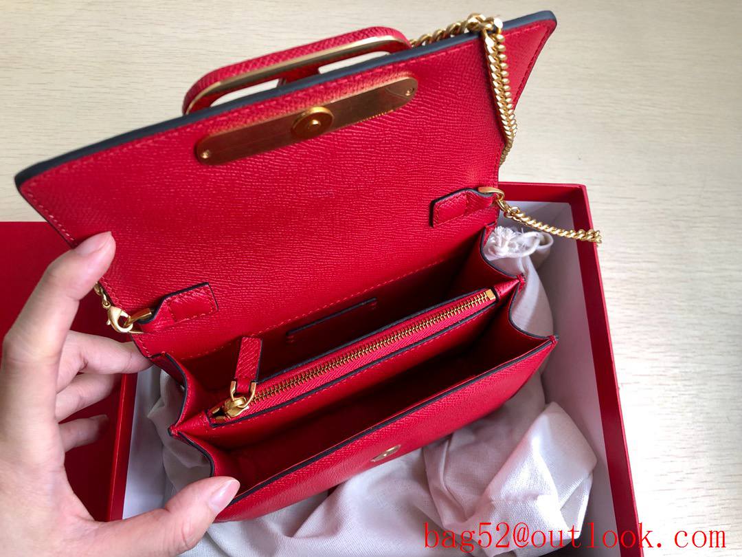 Valentino Small VSLING Calfskin Shoulder Bag Chain Handbag Red