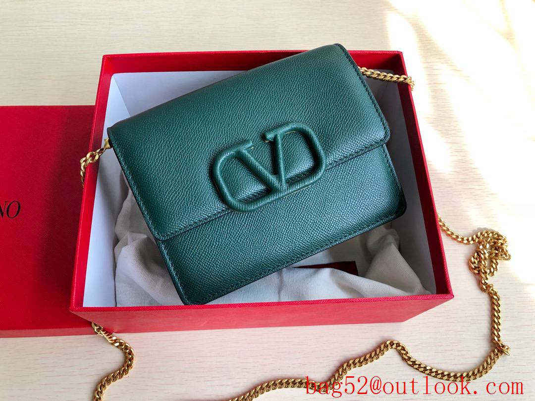 Valentino Small VSLING Calfskin Shoulder Bag Chain Handbag Green