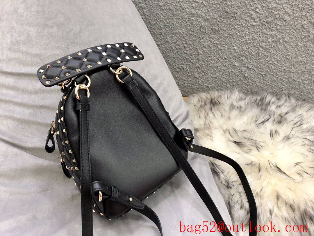 Valentino Mini Rockstud Spike Backpack Real Leather Bag Black